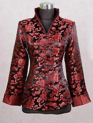 Fashion Black Chinese Womens jacket /coat Cheongsam Dress M 3XL
