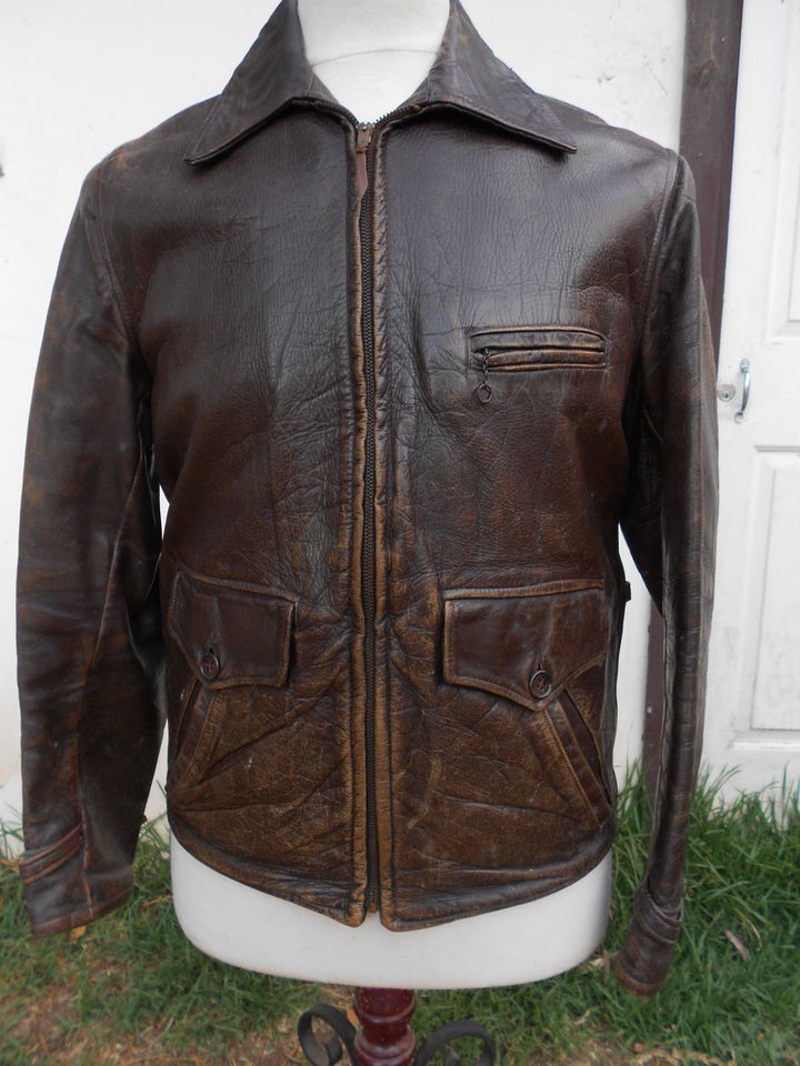 KILLER 1940s VINTAGE BORMCOLT SHORT HORSEHIDE LEATHER MOTORCYCLE 