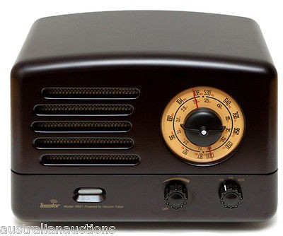 VALVE TUBE RADIO TESSLOR VINTAGE STYLE AM FM MAGIC EYE WOOD CASE 