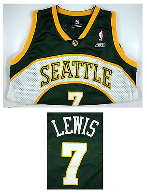   MENS REEBOK SEATTLE SONICS #7 LEWIS NBA BASKETBALL JERSEY L LG MINT