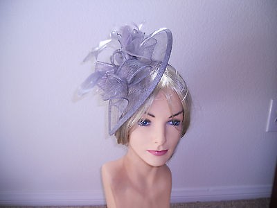 Gray Silver fascinator wedding hat church hat Kentucky derby hat dress 