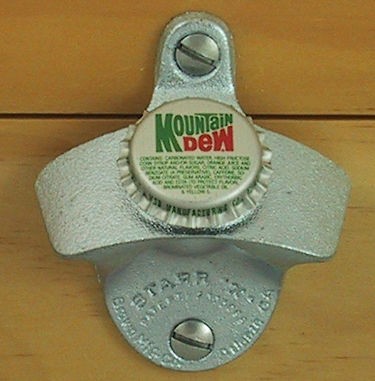 mountain dew bottle cap starr x wall mount opener new