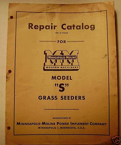 minneapolis moline s grass seeder parts catalog book mm time