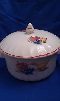 Beautiful Fruit Pattern   W.S. George Bolero Covered Casserole with 