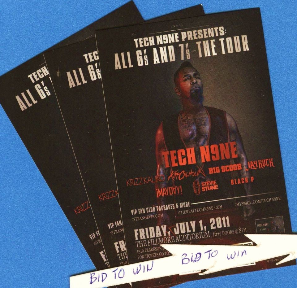 TECH N9NE All 6s And 7s The Tour Set of 3 Mini Show Cards Krizz 