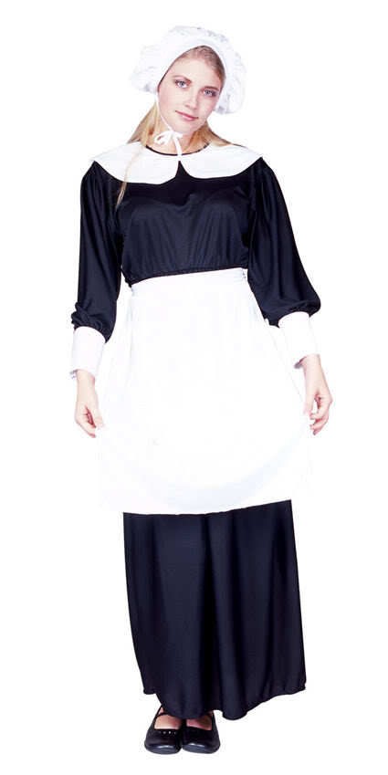 PILGRIM PURITAN LADY HALLOWEEN COSTUME COLONIAL AMISH DRESS Adult 