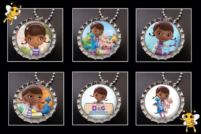 Doc McStuffins Birthday Party Pack of 6 Bottle Cap Necklaces