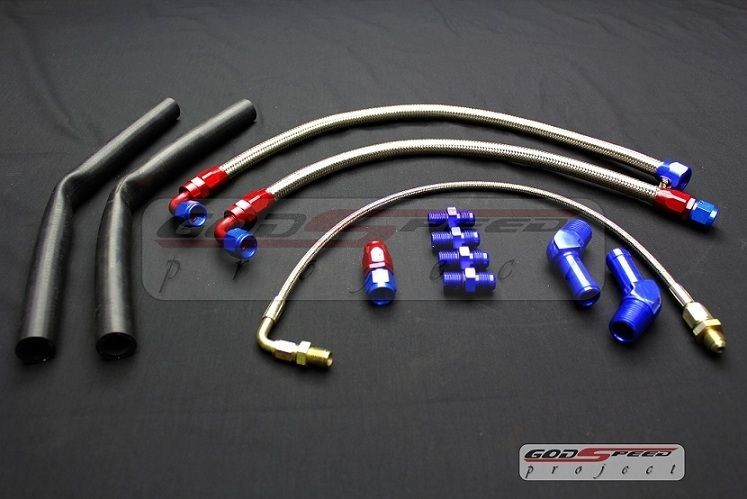 garrett t25 t28 gt25 gt28 turbo oil & water line kit (ball bearing 