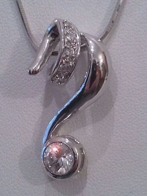   necklace modernist question mark pendant italy 925 sterling silver