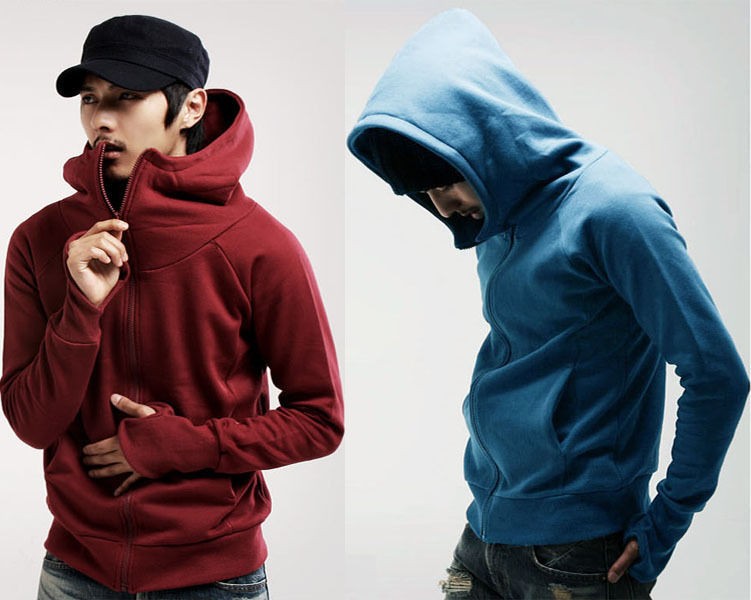 Men Plain Sweatshirt Zip Up Hoodie Hooded Casual Jacket Short Coat 