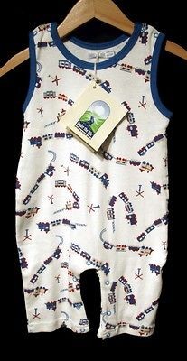 NWT Under The Nile Organic Romper 6 12 18 Months Boys Train Romper One 