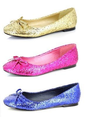 Gold Glitter Ballet Flats Princess Pageant Queen Costume Shoes size 10 