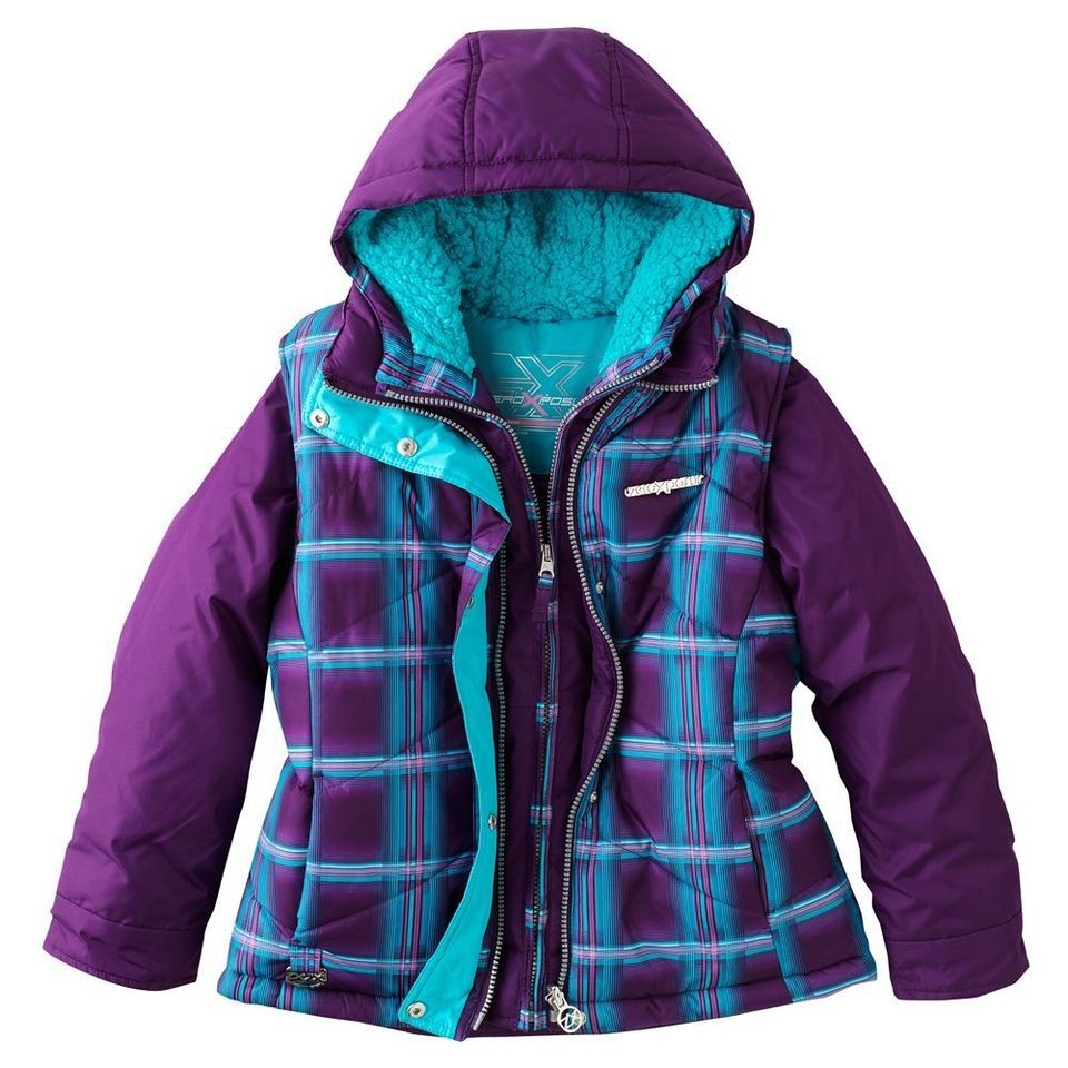 GIRLS ZEROXPOSUR SAMANTHA 5 IN 1 SYSTEMS PURPLE WINTER JACKET SIZE XL 