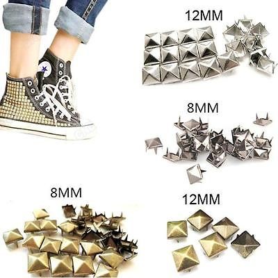   12mm DIY Spike Square Stud Rivet Punk Bag Belt Clothes Leathercraft