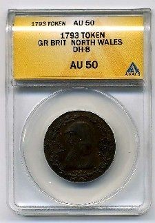 north wales half penny token 1793 anacs au 50 time