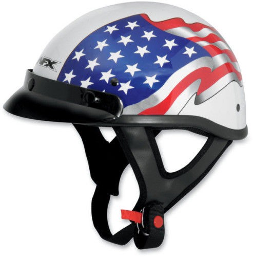 AFX MEDIUM BEANIE MOTORCYCLE HELMET FX 70 FREEDOM AMERICAN FLAG WHITE 