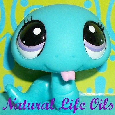 Littlest Pet Shop~#2028 BRIGHT BLUE COBRA SNAKE Purple Eyes~M178 Rare 