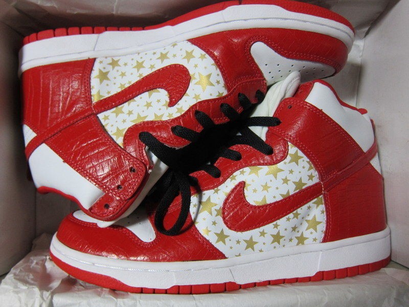 2003 Nike Dunk High Pro SB Supreme White Red Stars sz 9.5