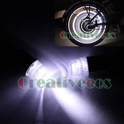   Bike Motorcycle Wheel Tyre Tire Valve Caps Covers Neon Lights White