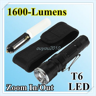 New 1600LM Adjustable CREE XM L T6 LED Spot Flood Flashlight Torch 