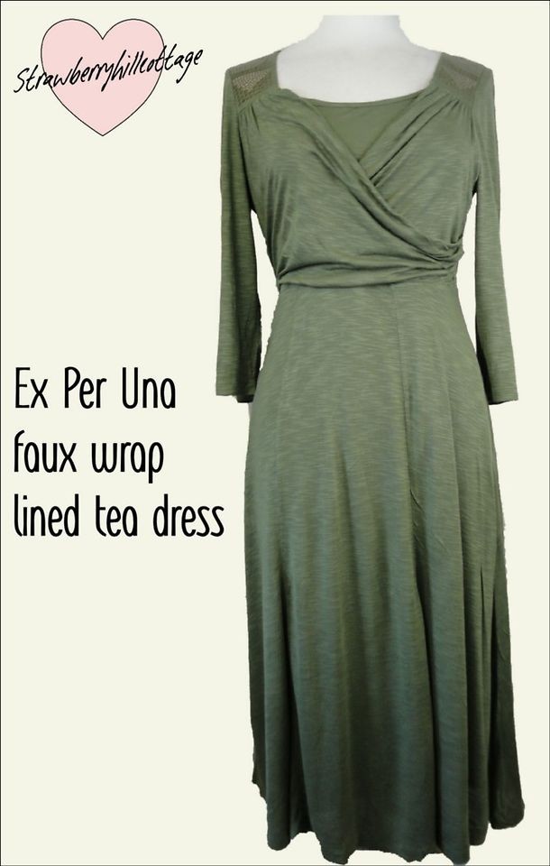 Ex Per Una silky jersey lined faux wrap knee length three quarter 