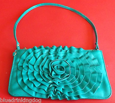 MODALU NEW EMERALD GREEN SOFTEST LEATHER HANDBAG/CLUTCH BAG/WRIST BAG