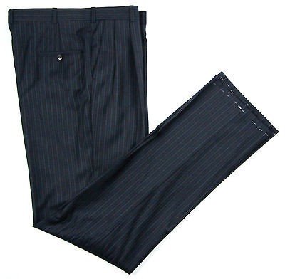 New OXXFORD 1220 Navy Stripe Gold Coast Super 120s Dress Pants 40 