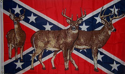 NEW LARGE 3ftx5ft REBEL DEER HUNTING CONFEDERATE INDOOR OUTDOOR FLAG