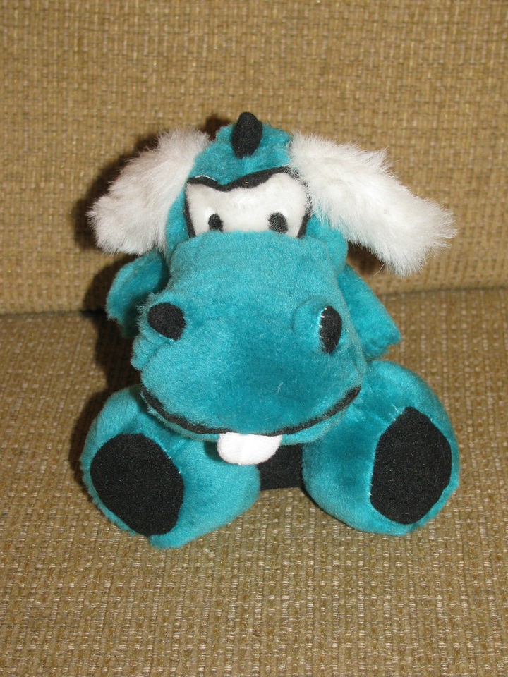 bj toy aqua green dragon white teeth stuffed animal