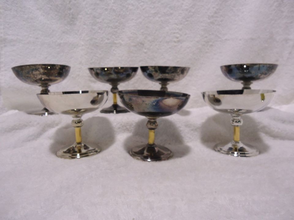 Lot of 7 Pedestal Bowls By F.B. Rogers Silver Company, Tarnished 