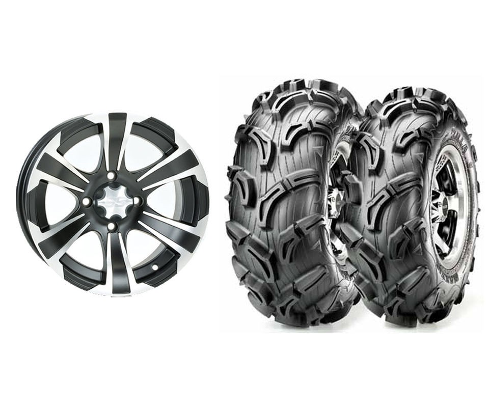   Machined 14 UTV Wheels 27 Maxxis Zilla Tires Polaris Ranger / XP