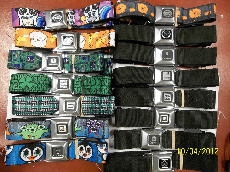 SEATBELT BELT ASSORTED CLASSICS LOGOS CADDY FORD HONDA PONITAC SOLID 