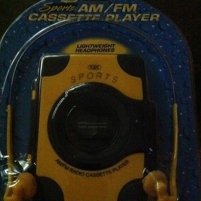 sports am fm casette radio with headset vintage unopened time