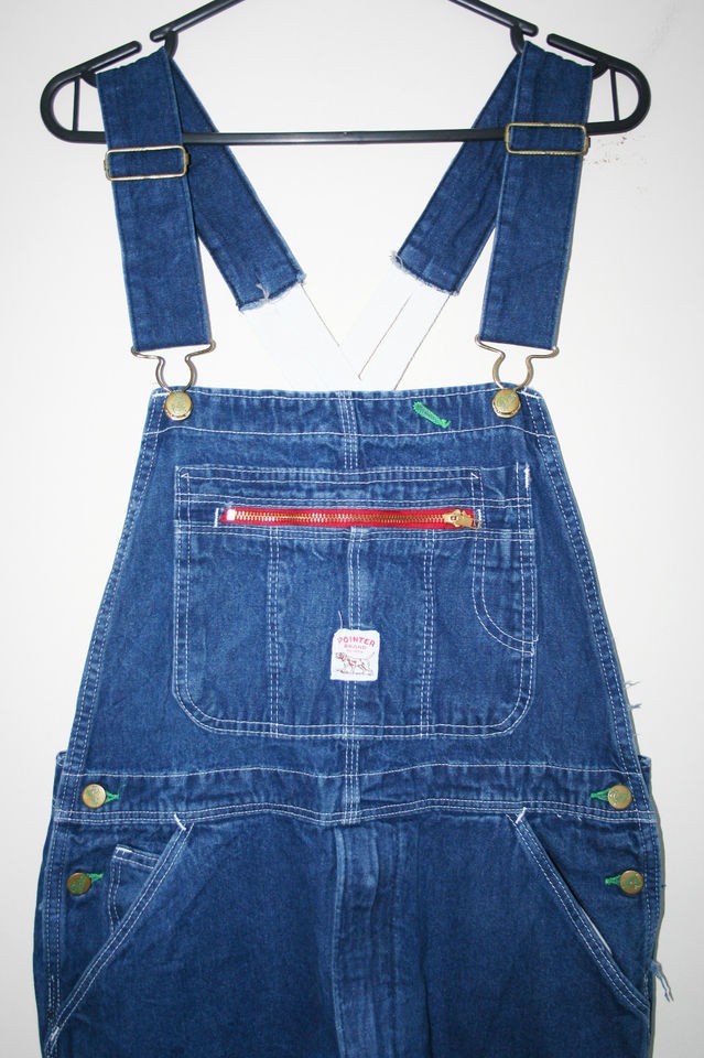 Mens VTG POINTER DARK BLUE DENIM STRAP BACK Bib DUNGAREES OVERALLS S 