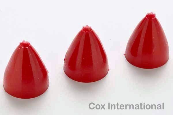 3x Cox 049 Model Engine Prop Propeller Spinner PT 19 Red Rubber .049