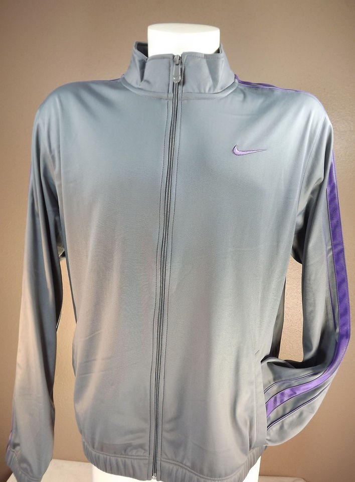 NWT NIKE XL LS Gray/Purple Mock Turtle Poly Basketball Jacket Full Zip 