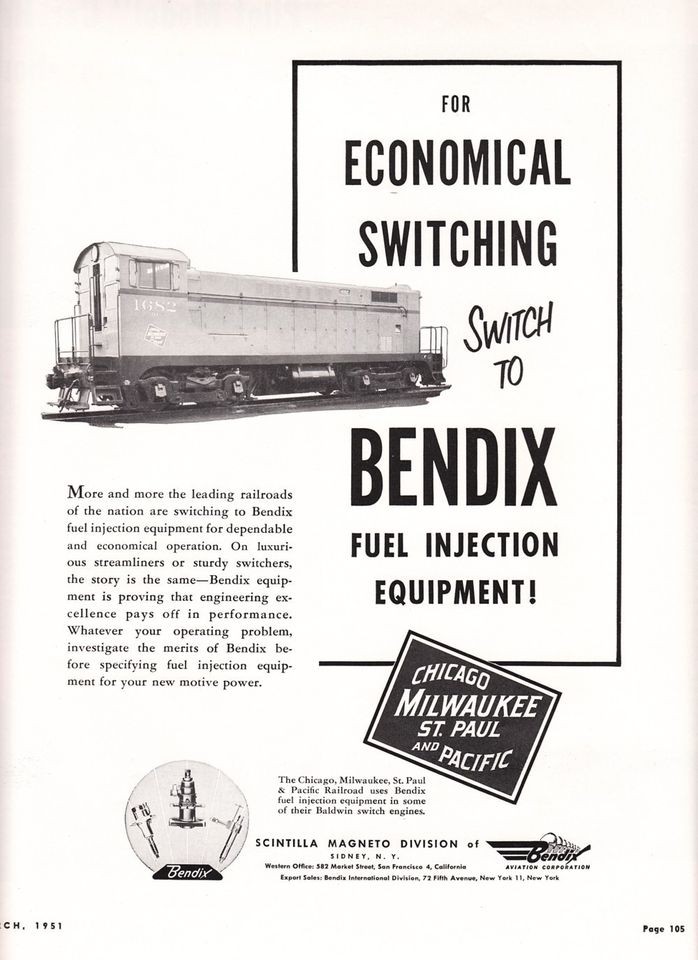   Scintilla Magneto Div Ad Milwaukee Road #1682 Switch Locomotive