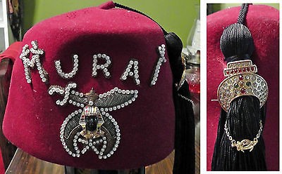 Vintage Harry M Osers Co Mason Lodge Shriner Egyptian Murat Fez Hat 