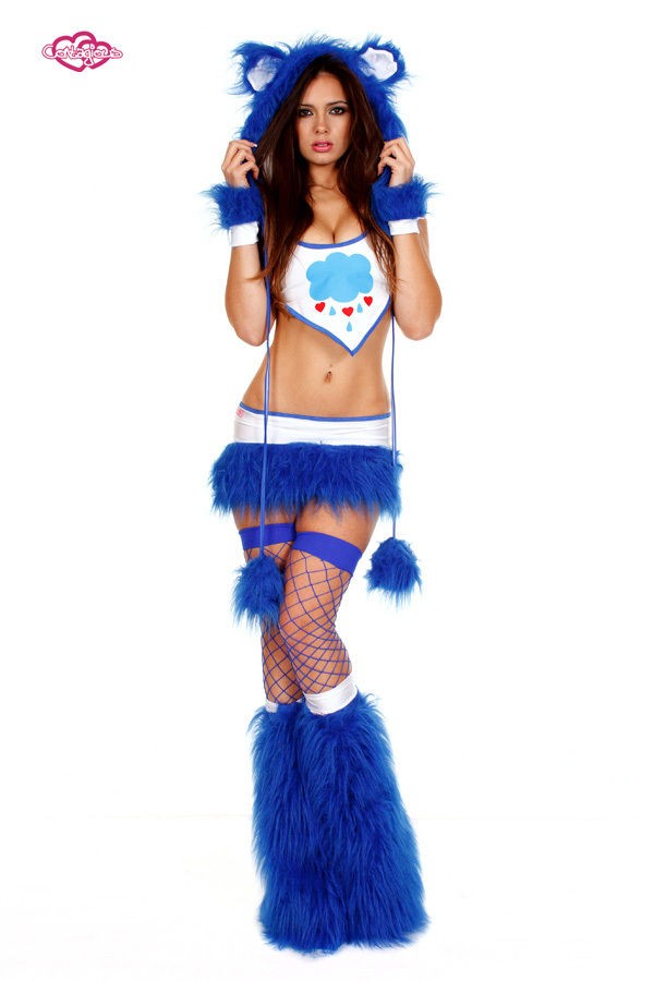 Care Bear PLUR Bear Fancy Dress Costume Blue Fantasy Ravewear Fluffies