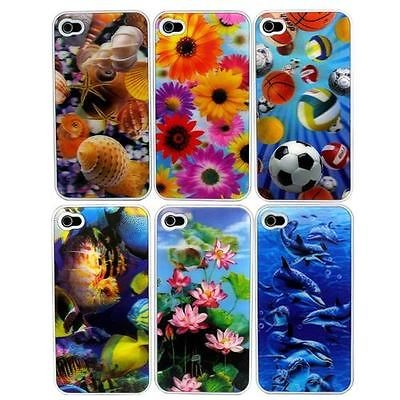 6PC Hot Sale 3D Hard Back Cover Skin Case for Apple iPhone 4 4S, NF045