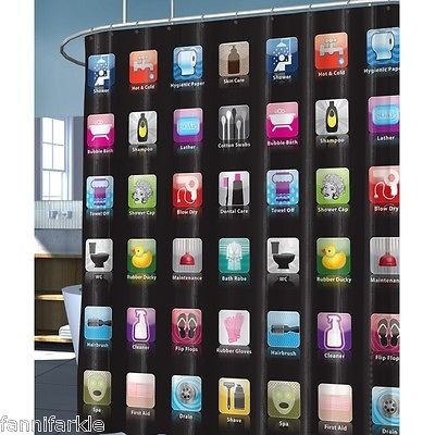 BATH APPS PEVA / VINYL SHOWER CURTAIN ~ i Phone / i Pad / i Pod 