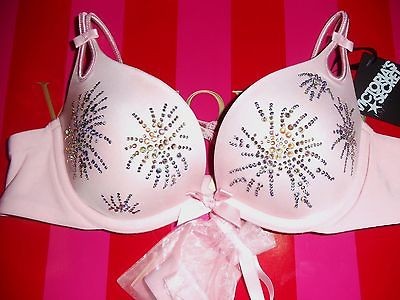   Secret $125 GORGEOUS Fashion Show bling rhinestone push up bra 32A