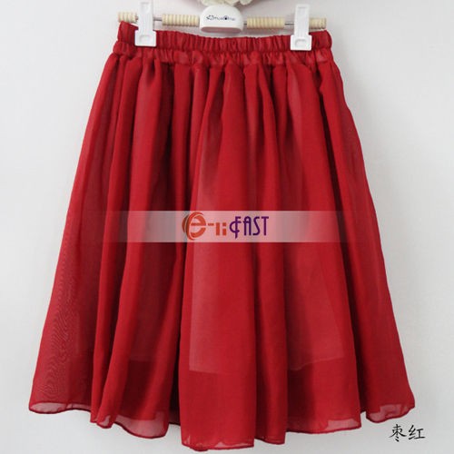 Fashion Retro High Waist Pleated Double Layer Chiffon Short Mini 