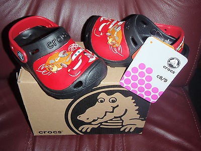 DISNEY CARS AUTHENTIC CROCS SZ 4/5 TODDLER BOYS BRAND NEW IN BOX