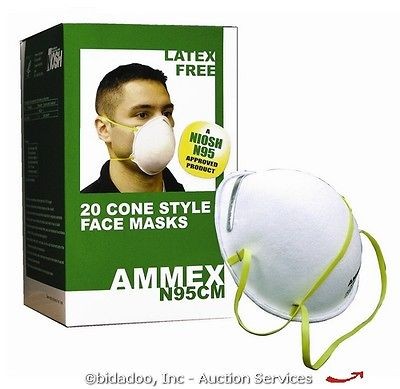 40 Ammex N95 Cone Style Industrial Face/Dust Mask   NEW   bidadoo 