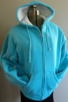 NWT WOMENS SHERPA LINED HOODIE JACKET TURQUOISE BLUE BUTTER SOFT SZ M 