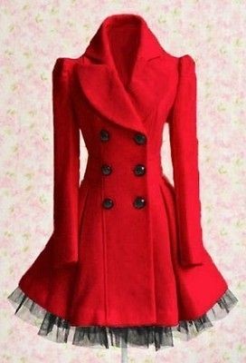 fashion women slim wool blend trench warm coat dress jacket double 