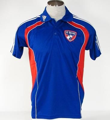 adidas climacool mls fc dallas blue short sleeve polo shirt