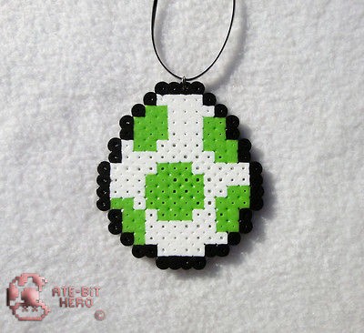 Super Mario World Yoshi Egg Necklace Bead Sprite Perler Art