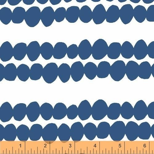 FABRIC 1/2 YD BELLA 35211 4 Redig Bead Stripe Blue Lotta Jansdotter 